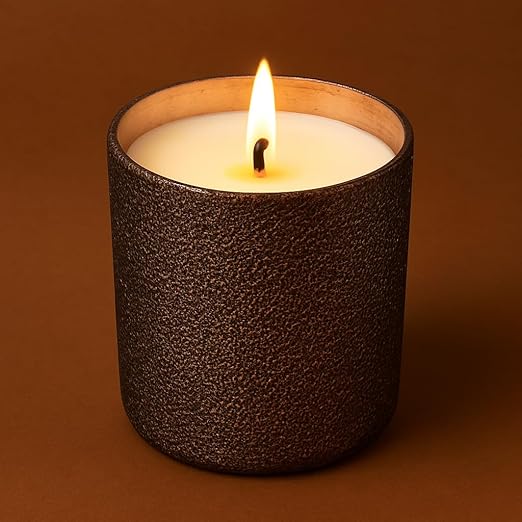 Dana Glass Scented Candle | 36-Hour Burn | Wooden Wick | 3x3 inch | Brown | Home Decor & Aromatherapy Candle | THE REMEDIAL STORE
