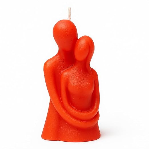 Romantic Couple Soy Wax Candle – Minimalist Sculpture with Floral Scent | Non-Toxic & Clean Burn || THE REMEDIAL STORE - Orange