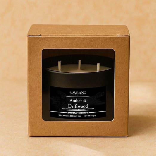 Natural Mosquito Repellent Candle - Amber & Driftwood | 300g | Eco-Friendly Coconut Wax with Neem, Citronella & Essential Oils | The Remedial Store