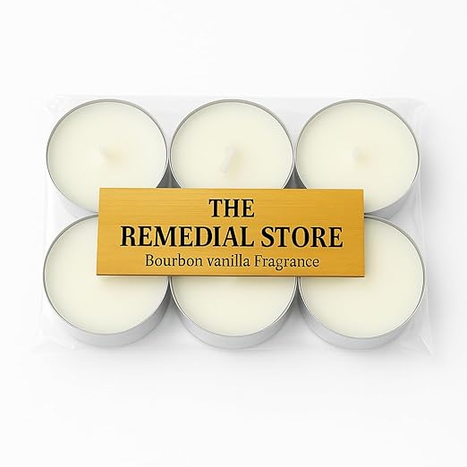 Set of 6 Bourbon Vanilla Tealight Scented Candles || THE REMEDIAL STORE