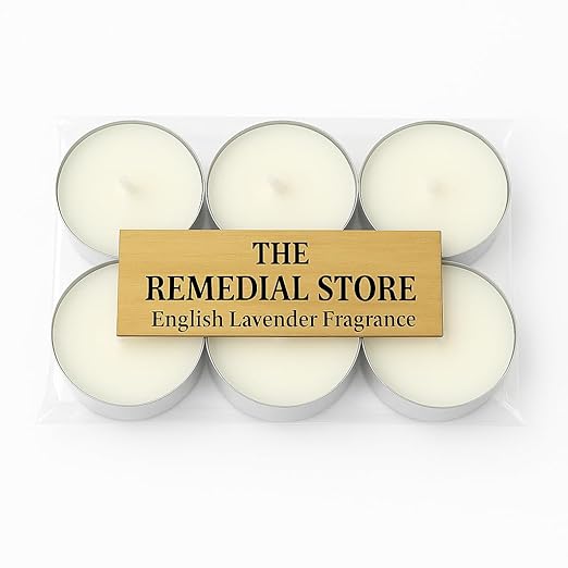 Set of 6 English Lavender Tealight Scented Candles || THE REMEDIAL STORE