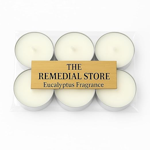 Set of 6 Eucalyptus Tealight Scented Candles || THE REMEDIAL STORE