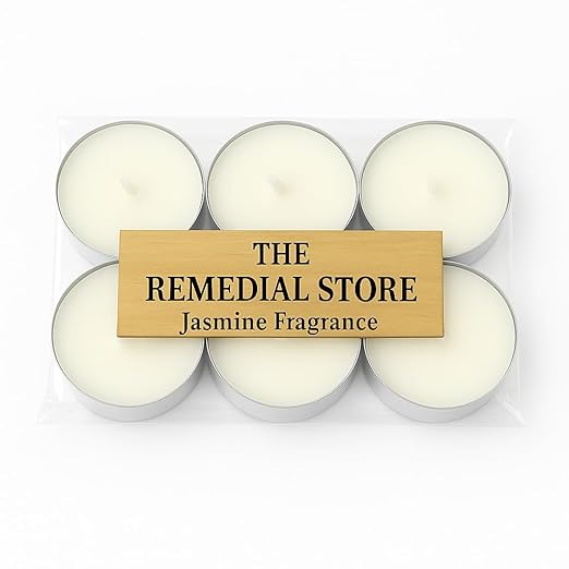 Set of 6 Jasmine Tealight Scented Candles || THE REMEDIAL STORE