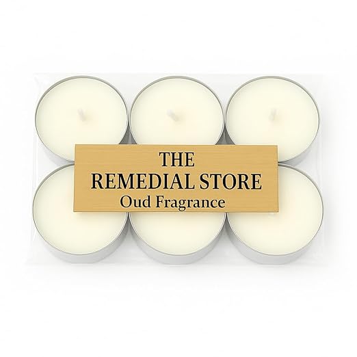 Set of 6 Oud Tealight Scented Candles || THE REMEDIAL STORE