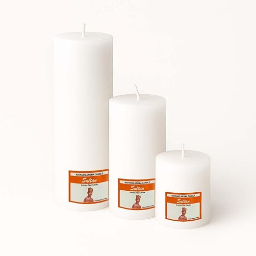 Set of 3 Scented Pillar Candles | Sultan Round Soy Wax Candles | 2x2, 2x4, 2x6 Inches Candle || The Remedial Store