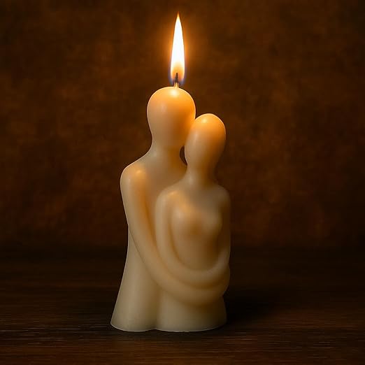 Romantic Couple Soy Wax Candle – Minimalist Sculpture with Floral Scent | Non-Toxic & Clean Burn || THE REMEDIAL STORE - White