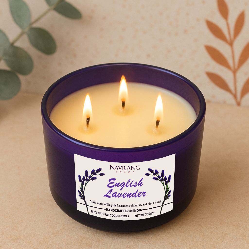 Scented Candle | 300g | Eco-Friendly Coconut Wax | Triple-Wick Design || The Remedial Store -  English Lavender