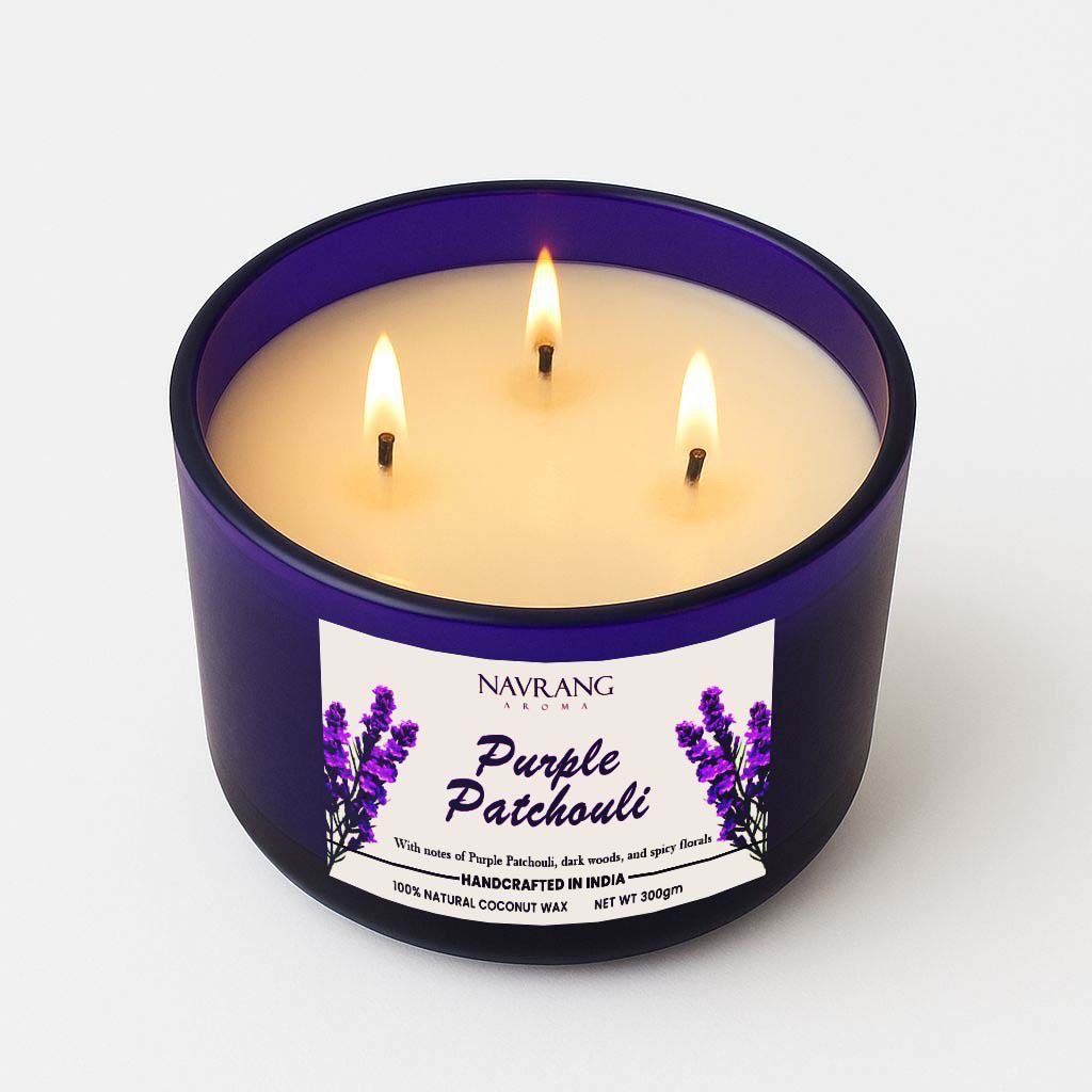 Scented Candle | 300g | Eco-Friendly Coconut Wax | Triple-Wick Design || The Remedial Store -  Purple Patchouli
