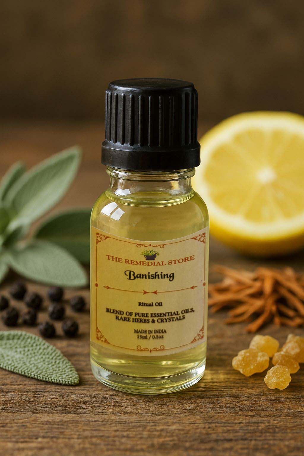 Banishing Ritual Oil | 15ml | Pure Essential Oils, Rare Herbs & Crystals || The Remedial Store