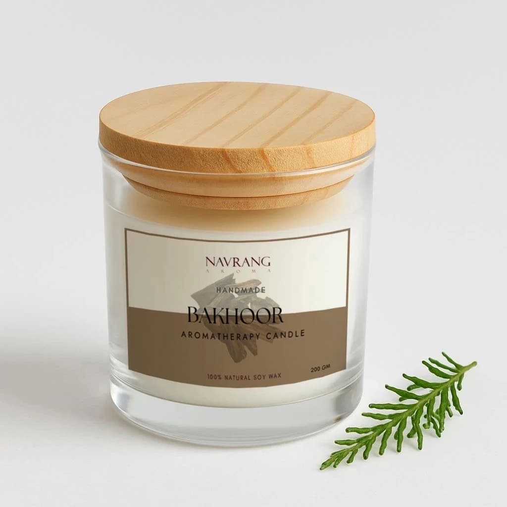 Bakhoor Plain Glass Jar Candle with Lid – 200g Handmade Aromatherapy Candle  | Navrang Aroma Candles